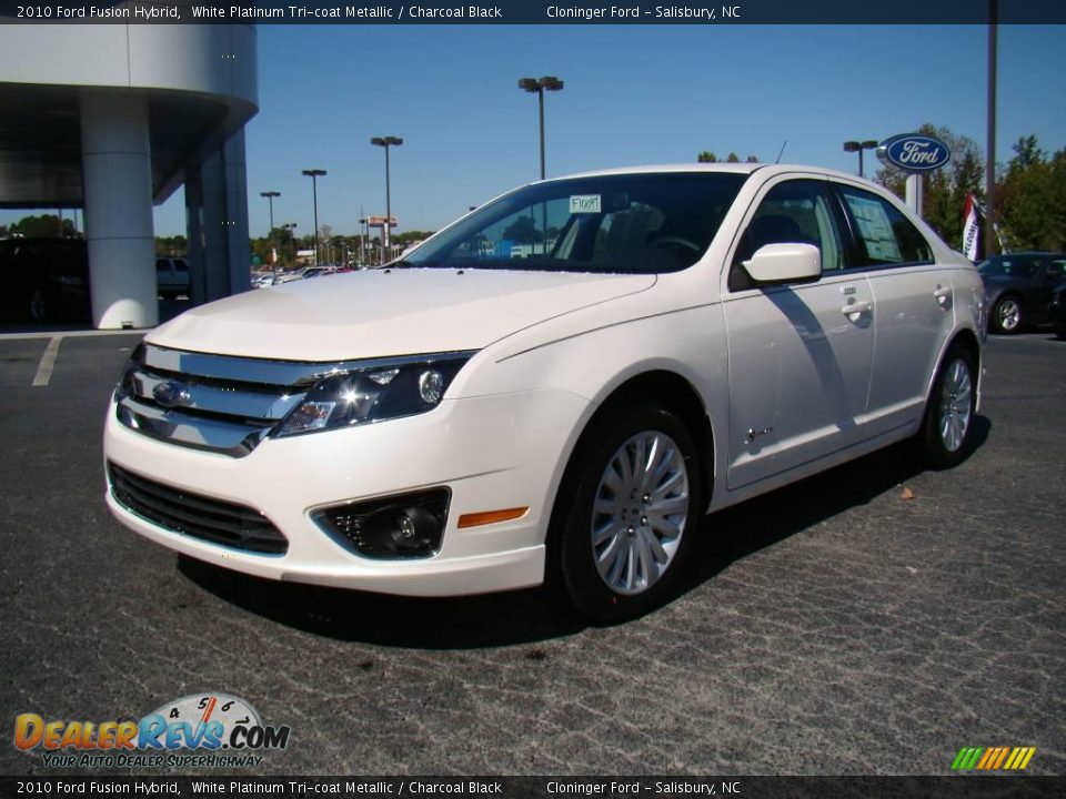 2010 Ford Fusion Hybrid White Platinum Tri-coat Metallic / Charcoal Black Photo #6