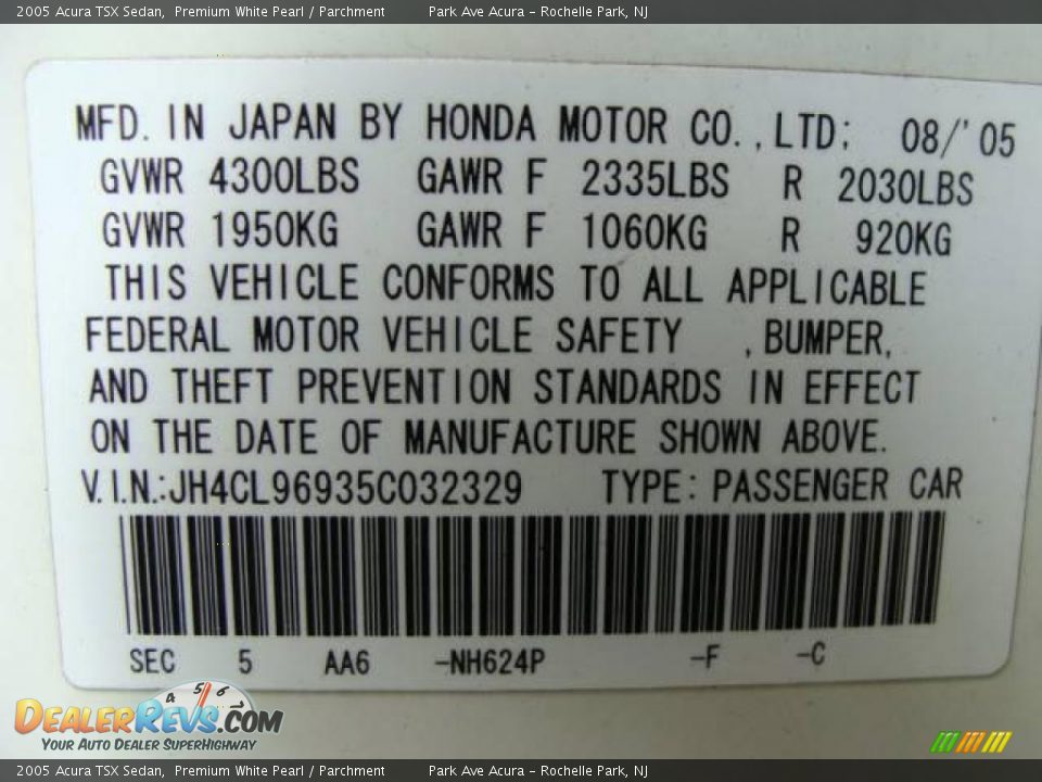 2005 Acura TSX Sedan Premium White Pearl / Parchment Photo #23