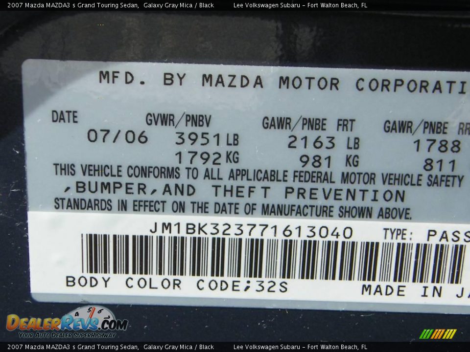 2007 Mazda MAZDA3 s Grand Touring Sedan Galaxy Gray Mica / Black Photo #31
