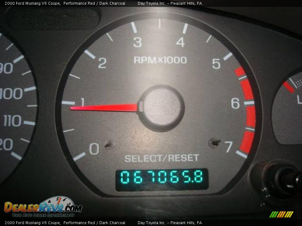 2000 Ford Mustang V6 Coupe Performance Red / Dark Charcoal Photo #15