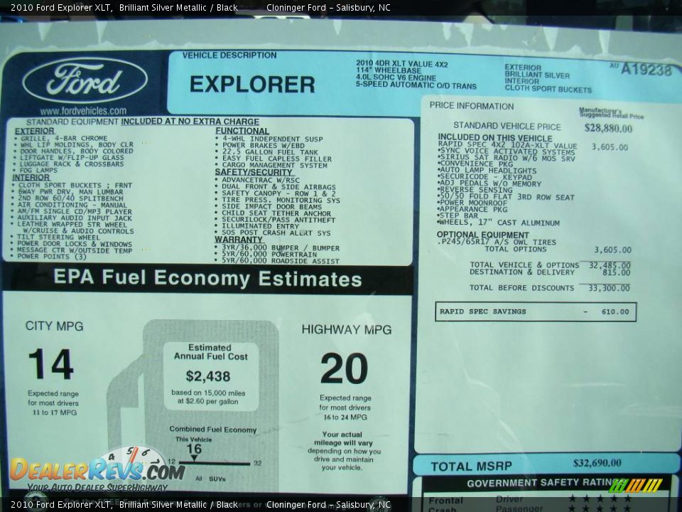 2010 Ford Explorer XLT Brilliant Silver Metallic / Black Photo #14