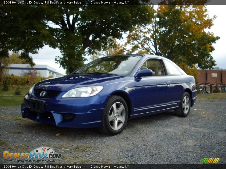 2004 Honda Civic EX Coupe Fiji Blue Pearl / Ivory Beige Photo #2