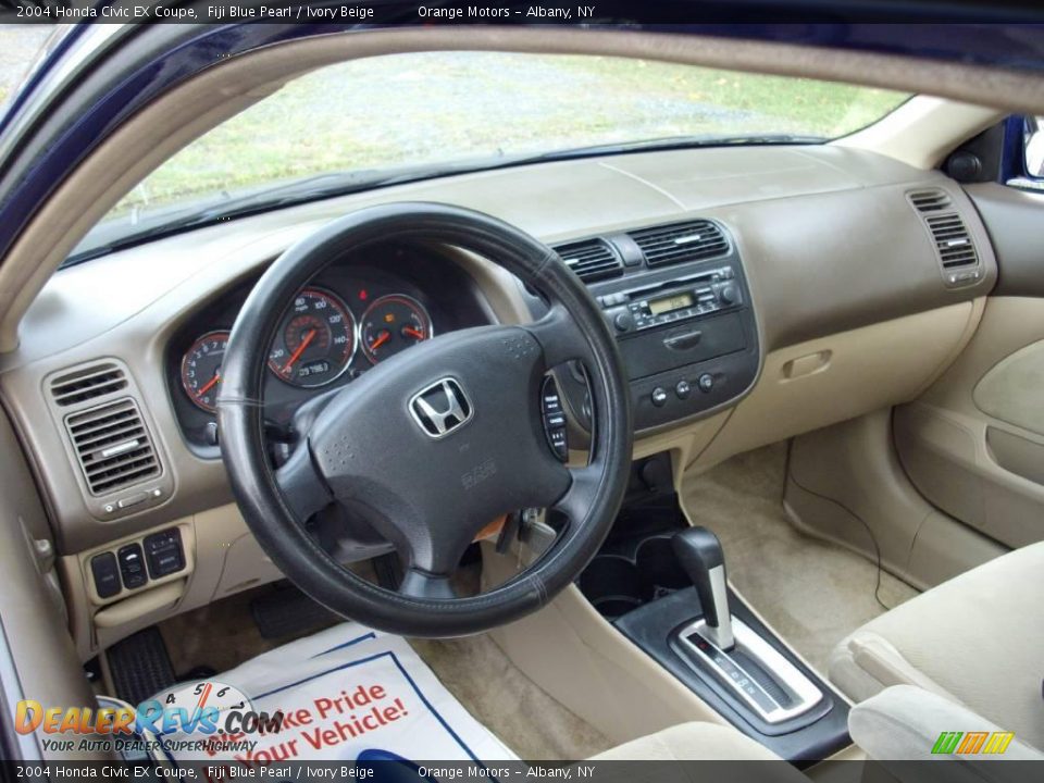 2004 Honda Civic EX Coupe Fiji Blue Pearl / Ivory Beige Photo #8