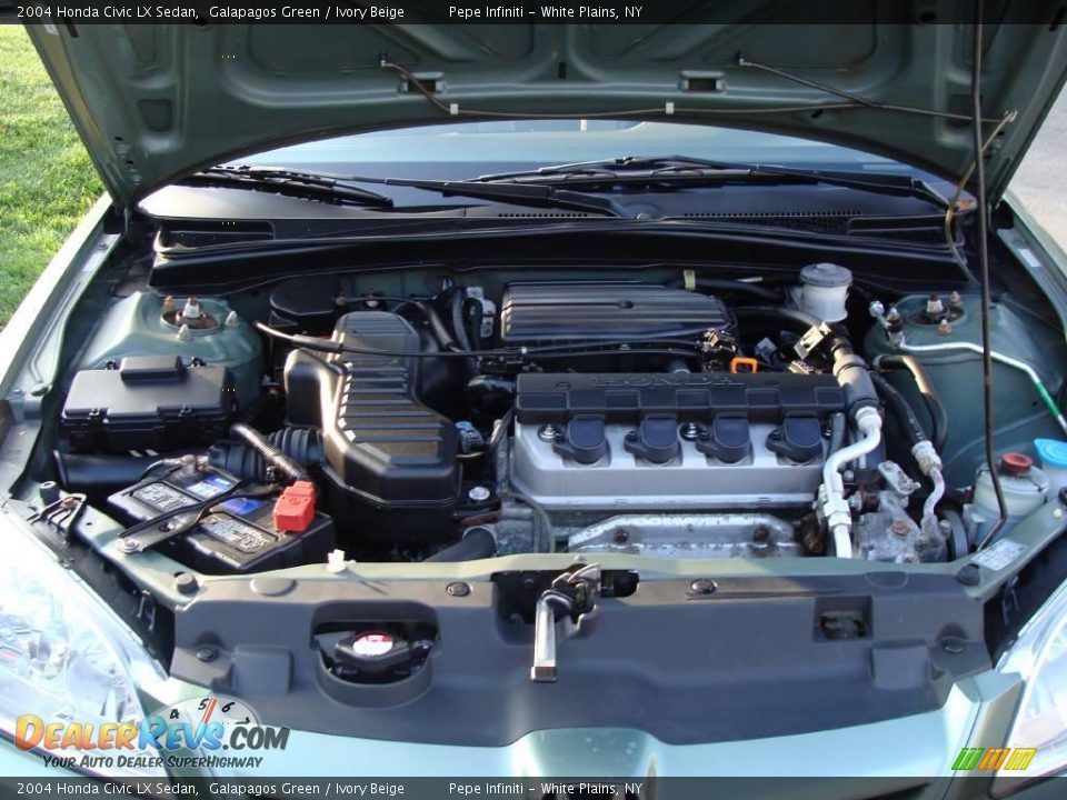 2004 Honda Civic LX Sedan Galapagos Green / Ivory Beige Photo #24