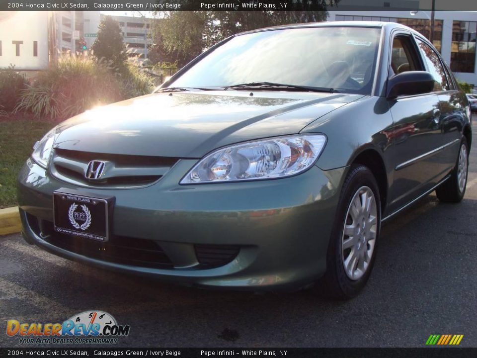 2004 Honda Civic LX Sedan Galapagos Green / Ivory Beige Photo #26
