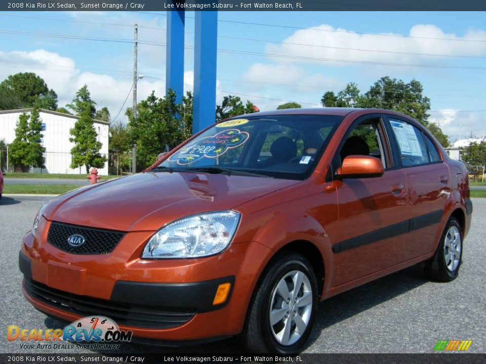 2008 Kia Rio LX Sedan Sunset Orange / Gray Photo #1