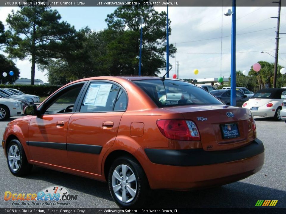 2008 Kia Rio LX Sedan Sunset Orange / Gray Photo #3