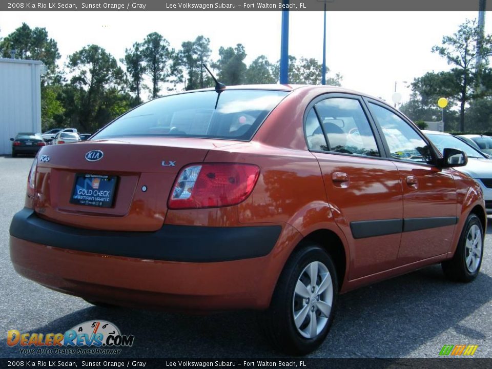 2008 Kia Rio LX Sedan Sunset Orange / Gray Photo #5