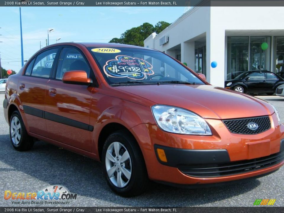 2008 Kia Rio LX Sedan Sunset Orange / Gray Photo #7