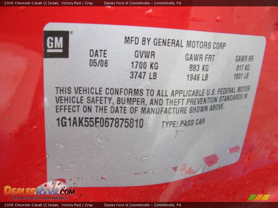 2006 Chevrolet Cobalt LS Sedan Victory Red / Gray Photo #14