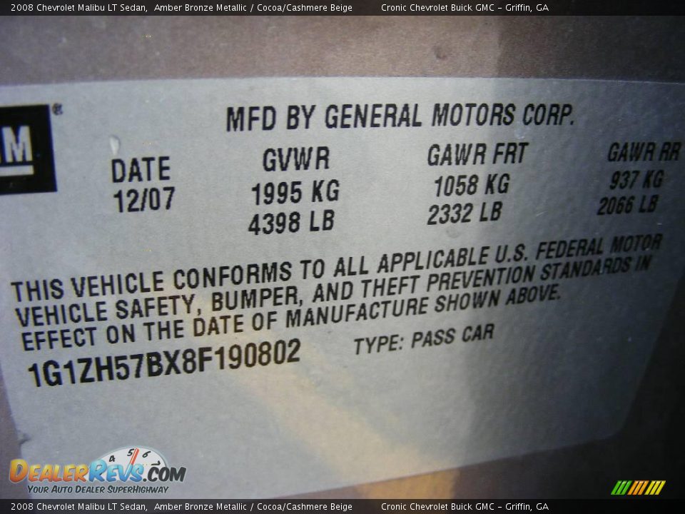 2008 Chevrolet Malibu LT Sedan Amber Bronze Metallic / Cocoa/Cashmere Beige Photo #22