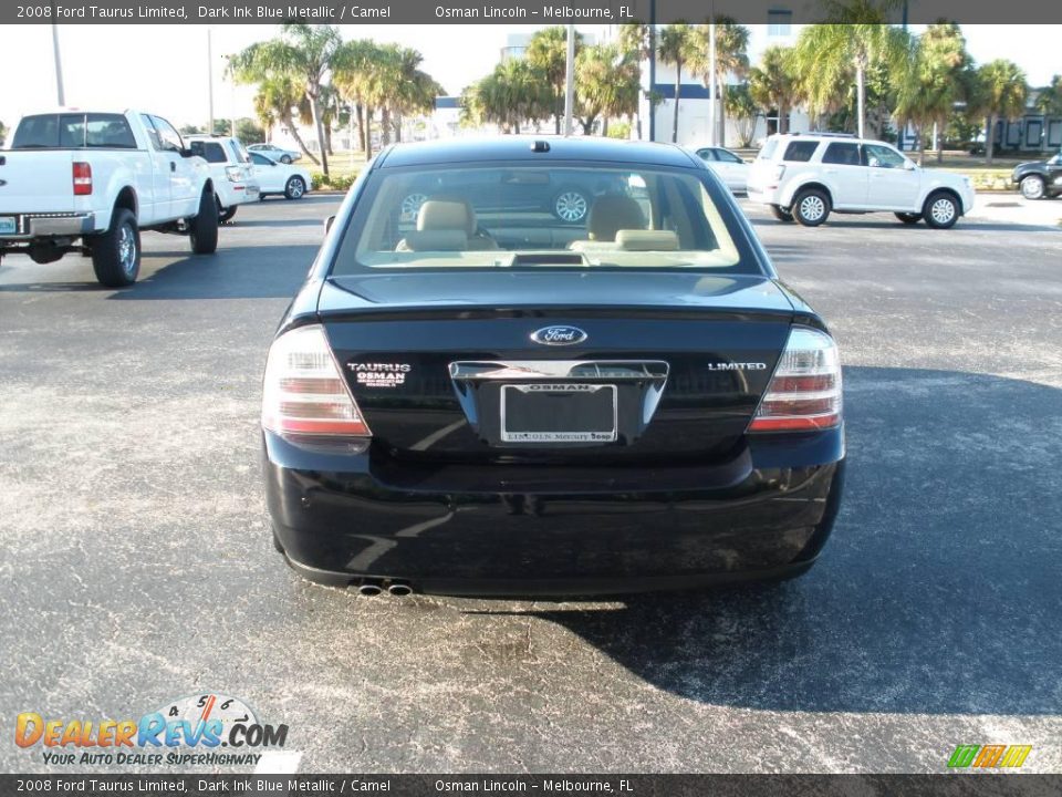 2008 Ford Taurus Limited Dark Ink Blue Metallic / Camel Photo #4