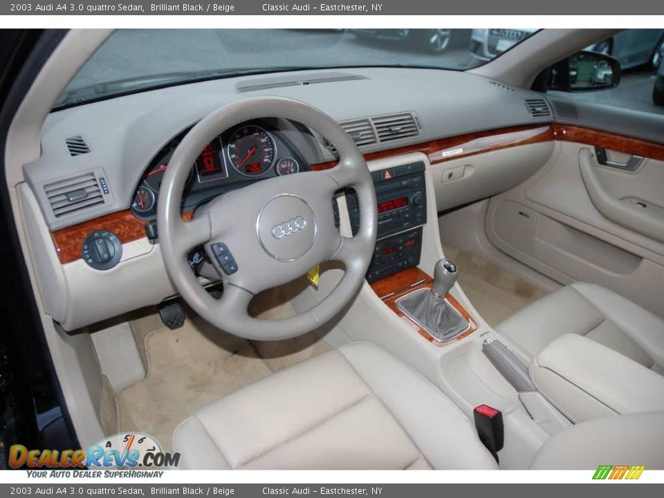 2003 Audi A4 3.0 quattro Sedan Brilliant Black / Beige Photo #14