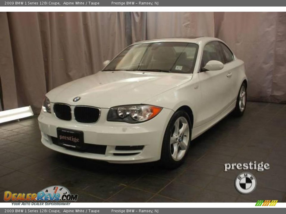 2009 BMW 1 Series 128i Coupe Alpine White / Taupe Photo #1