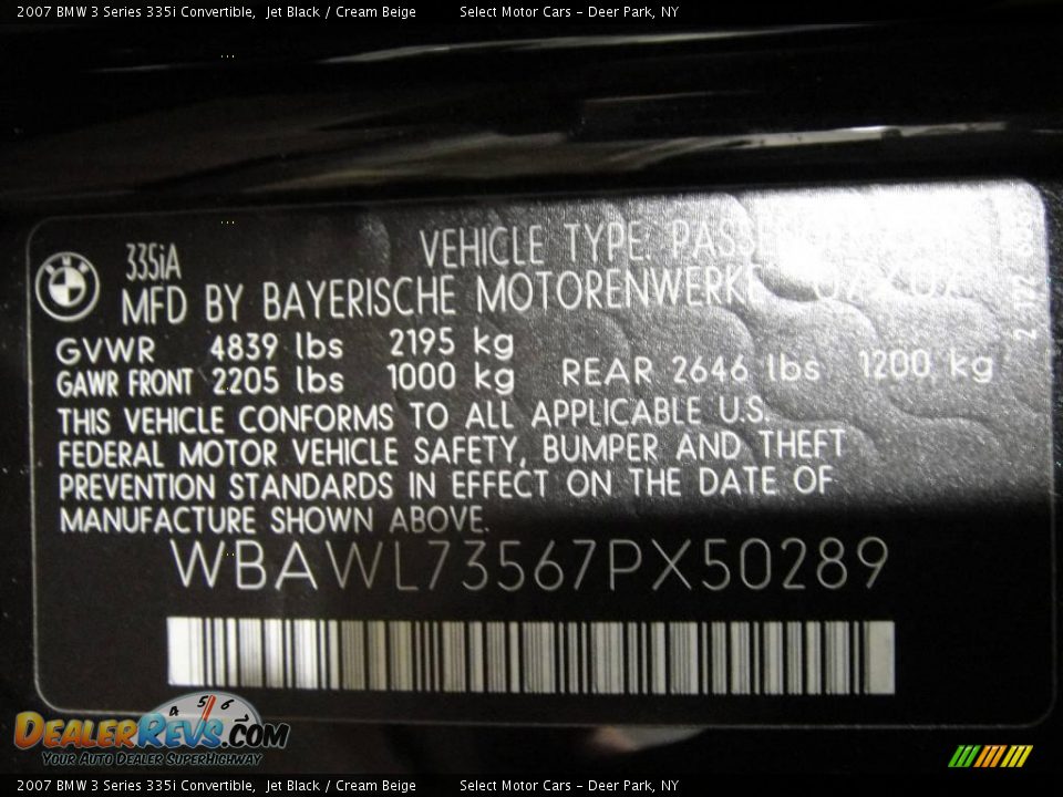 2007 BMW 3 Series 335i Convertible Jet Black / Cream Beige Photo #17