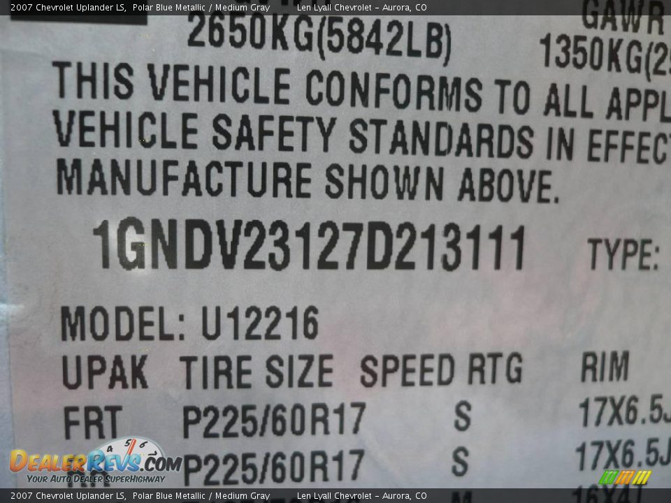 2007 Chevrolet Uplander LS Polar Blue Metallic / Medium Gray Photo #27