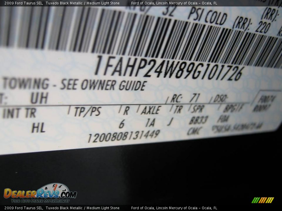2009 Ford Taurus SEL Tuxedo Black Metallic / Medium Light Stone Photo #14