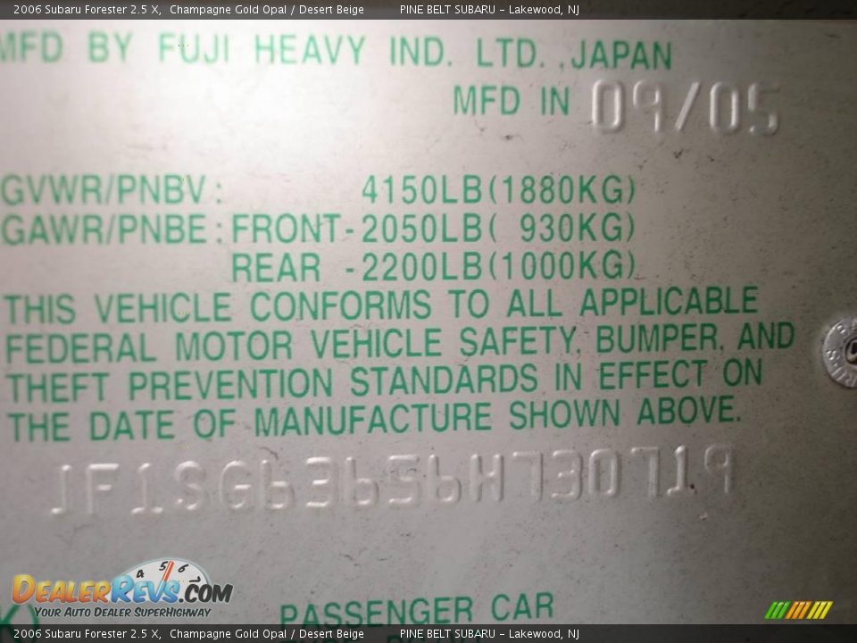 2006 Subaru Forester 2.5 X Champagne Gold Opal / Desert Beige Photo #15
