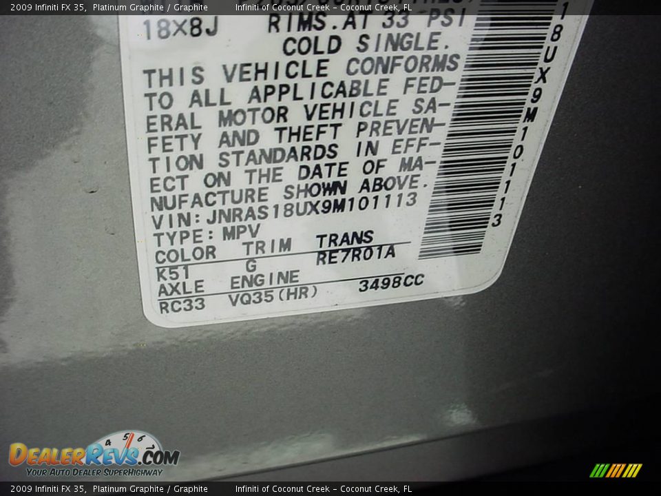 2009 Infiniti FX 35 Platinum Graphite / Graphite Photo #29