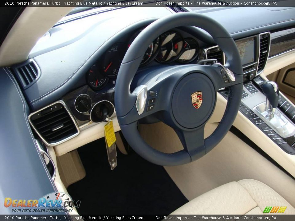 2010 Porsche Panamera Turbo Yachting Blue Metallic / Yachting Blue/Cream Photo #11