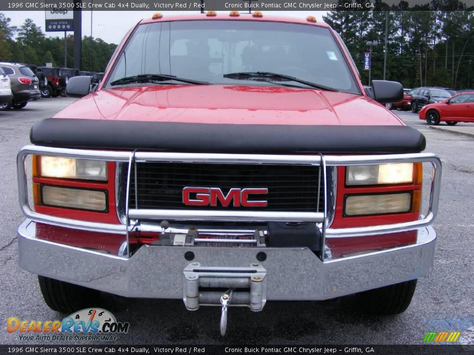 1996 GMC Sierra 3500 SLE Crew Cab 4x4 Dually Victory Red / Red Photo #3