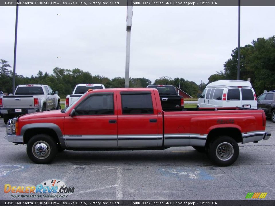 1996 GMC Sierra 3500 SLE Crew Cab 4x4 Dually Victory Red / Red Photo #5