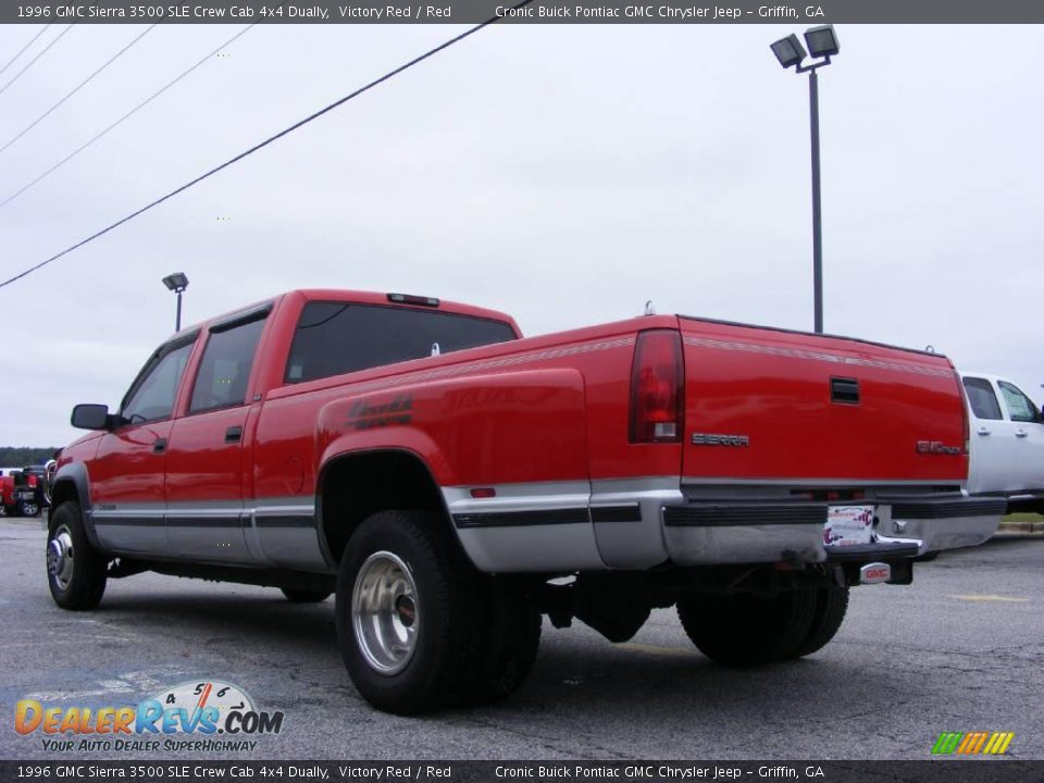 1996 GMC Sierra 3500 SLE Crew Cab 4x4 Dually Victory Red / Red Photo #6