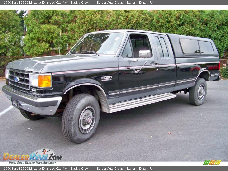 1990 Ford F250 XLT Lariat Extended Cab 4x4 Black / Grey Photo #1