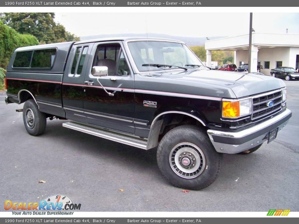 1990 Ford F250 XLT Lariat Extended Cab 4x4 Black / Grey Photo #3