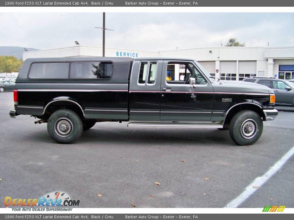 1990 Ford F250 XLT Lariat Extended Cab 4x4 Black / Grey Photo #4