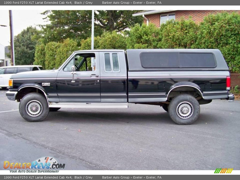 1990 Ford F250 XLT Lariat Extended Cab 4x4 Black / Grey Photo #8