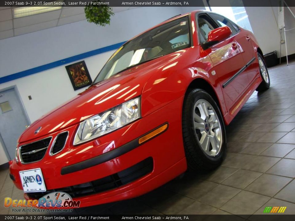 2007 Saab 9-3 2.0T Sport Sedan Laser Red / Parchment Photo #2