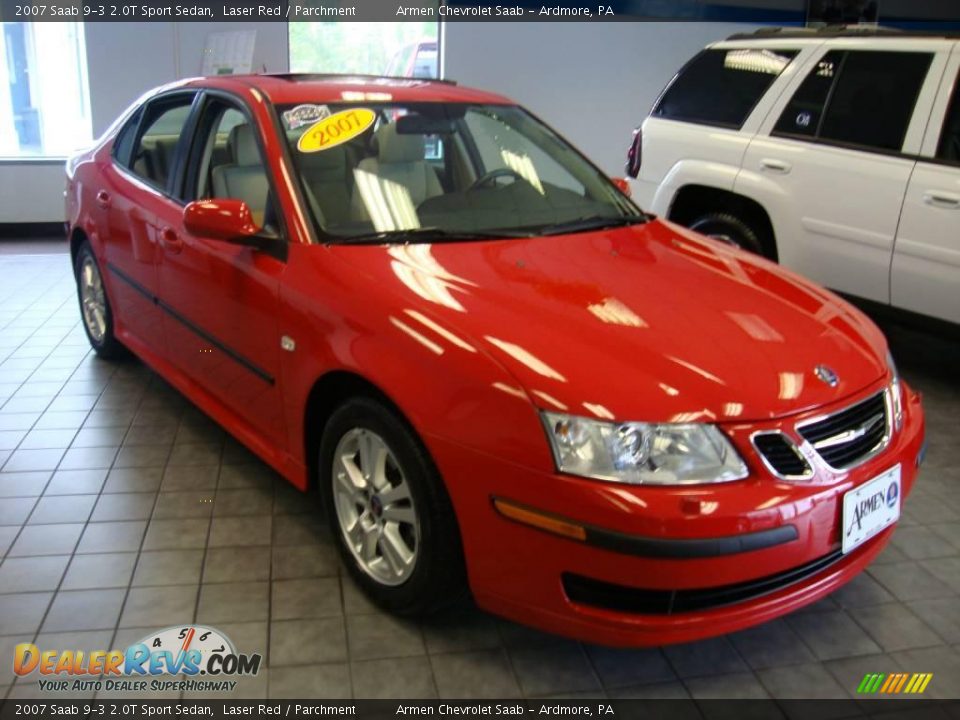 2007 Saab 9-3 2.0T Sport Sedan Laser Red / Parchment Photo #4