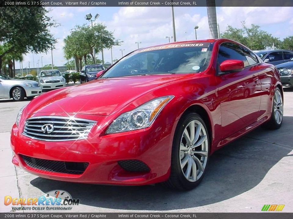2008 Infiniti G 37 S Sport Coupe Vibrant Red / Graphite Photo #2
