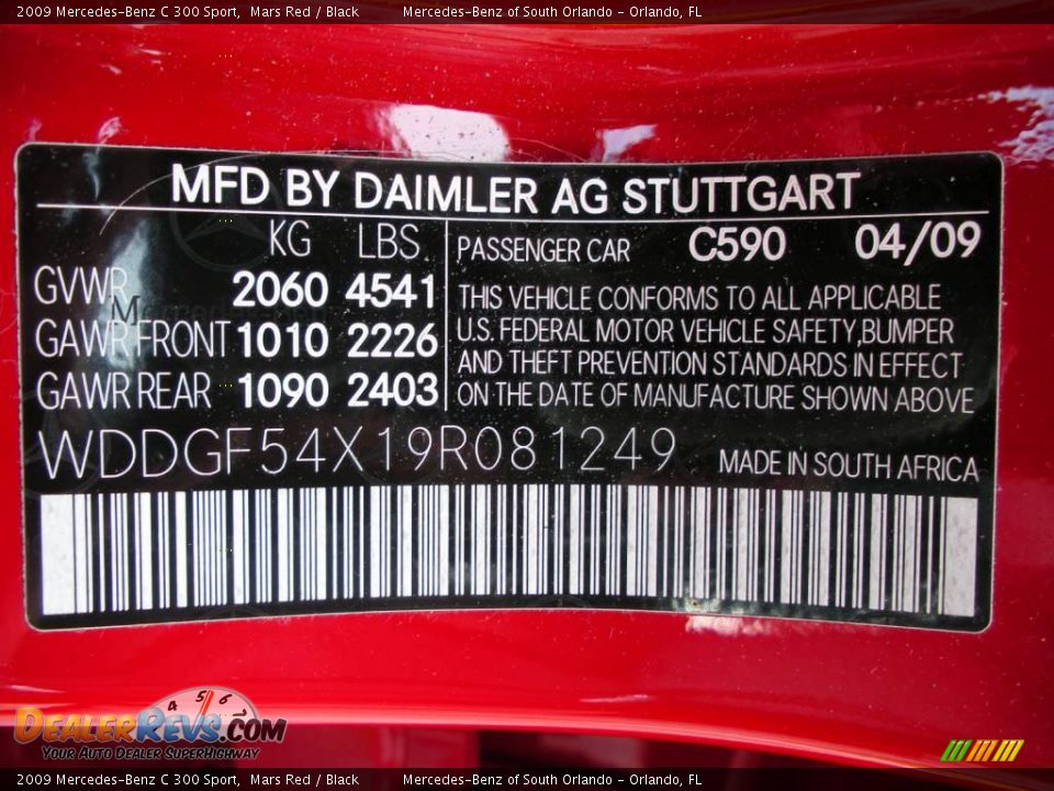2009 Mercedes-Benz C 300 Sport Mars Red / Black Photo #26