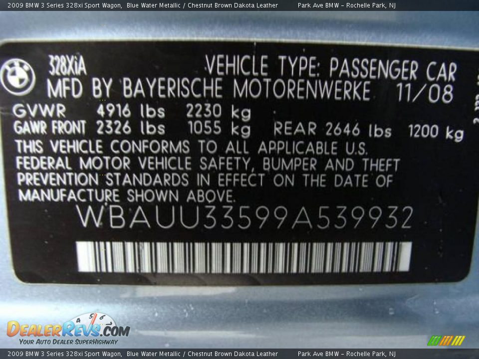 2009 BMW 3 Series 328xi Sport Wagon Blue Water Metallic / Chestnut Brown Dakota Leather Photo #26