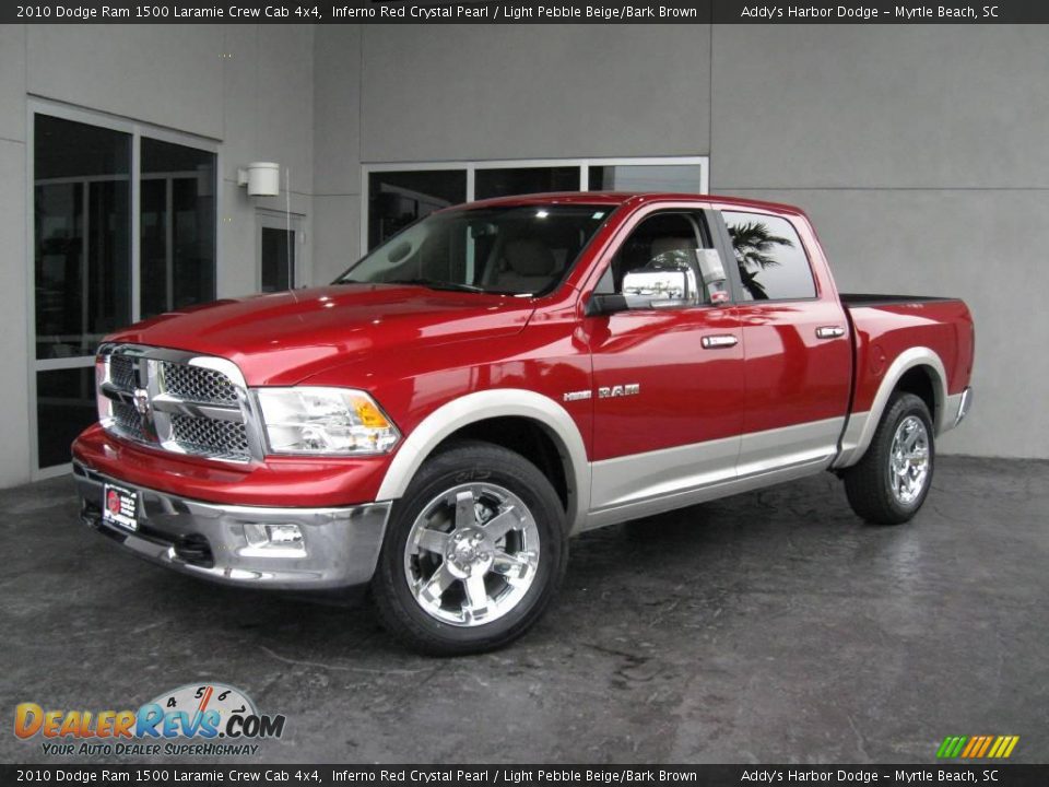 2010 Dodge Ram 1500 Laramie Crew Cab 4x4 Inferno Red Crystal Pearl / Light Pebble Beige/Bark Brown Photo #1