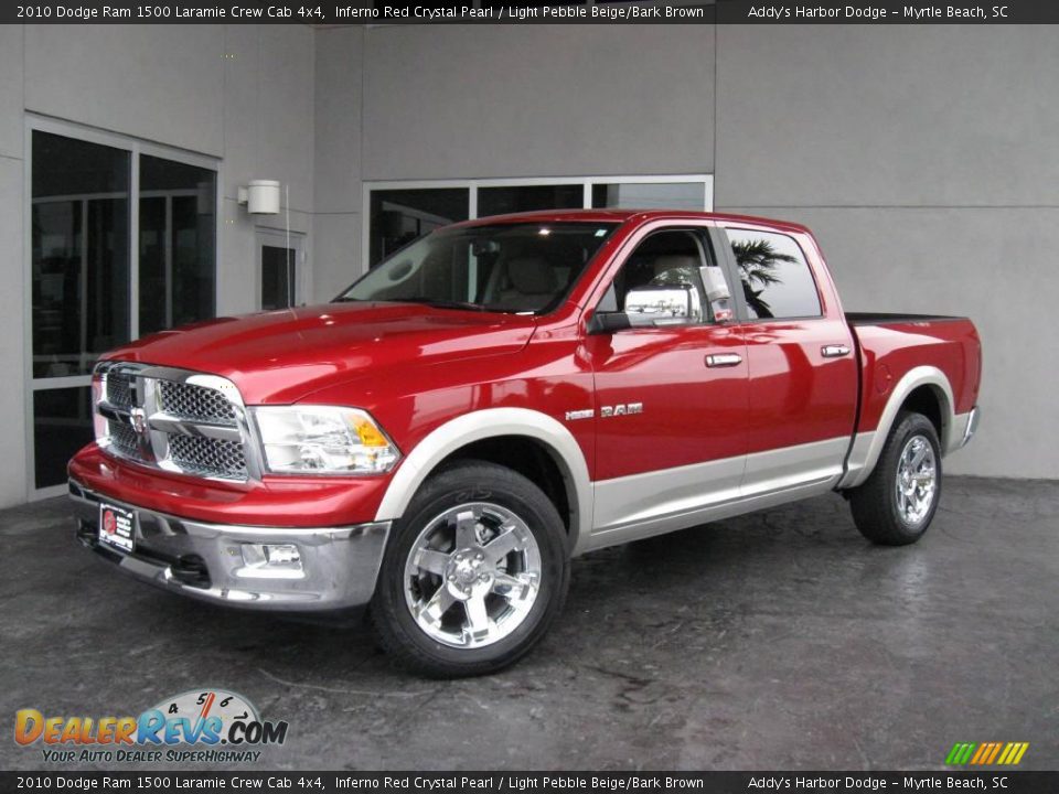 2010 Dodge Ram 1500 Laramie Crew Cab 4x4 Inferno Red Crystal Pearl / Light Pebble Beige/Bark Brown Photo #2