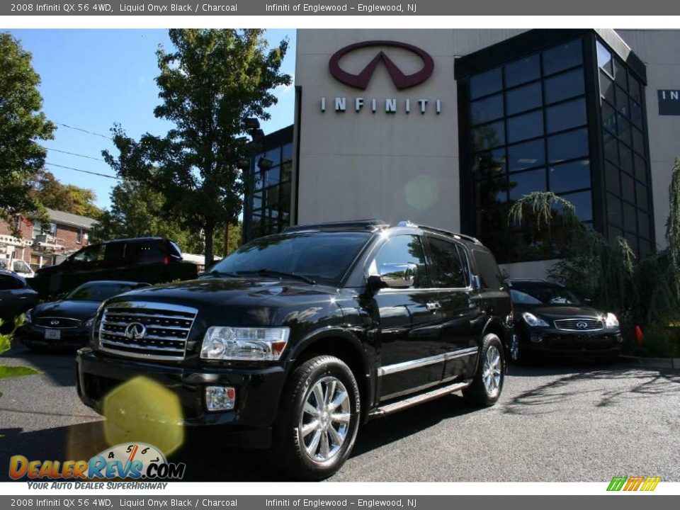 2008 Infiniti QX 56 4WD Liquid Onyx Black / Charcoal Photo #1
