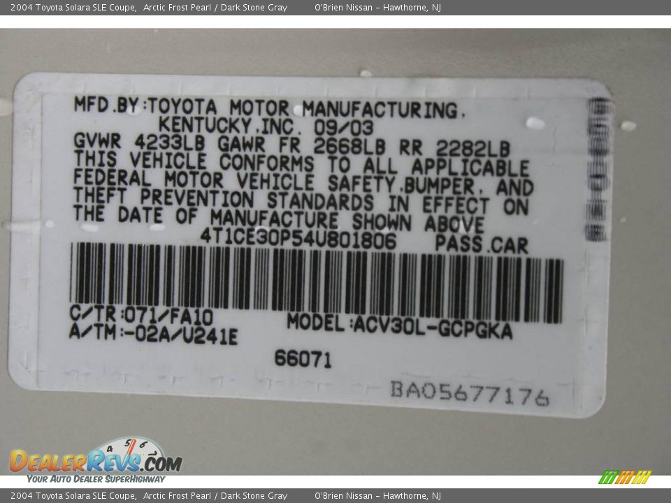 2004 Toyota Solara SLE Coupe Arctic Frost Pearl / Dark Stone Gray Photo #29