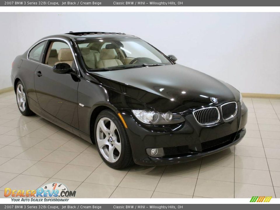 2007 BMW 3 Series 328i Coupe Jet Black / Cream Beige Photo #1