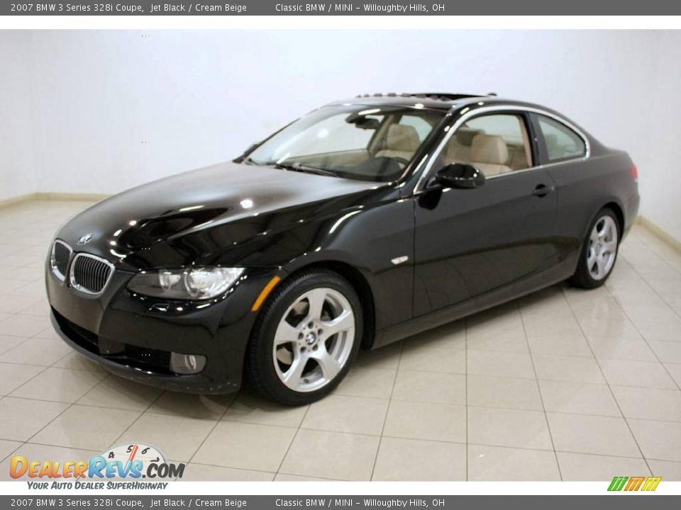 2007 BMW 3 Series 328i Coupe Jet Black / Cream Beige Photo #3
