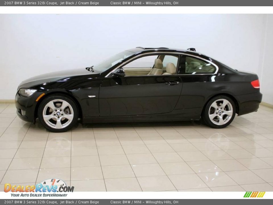 2007 BMW 3 Series 328i Coupe Jet Black / Cream Beige Photo #4