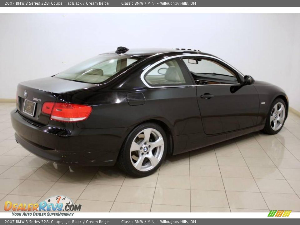 2007 BMW 3 Series 328i Coupe Jet Black / Cream Beige Photo #7