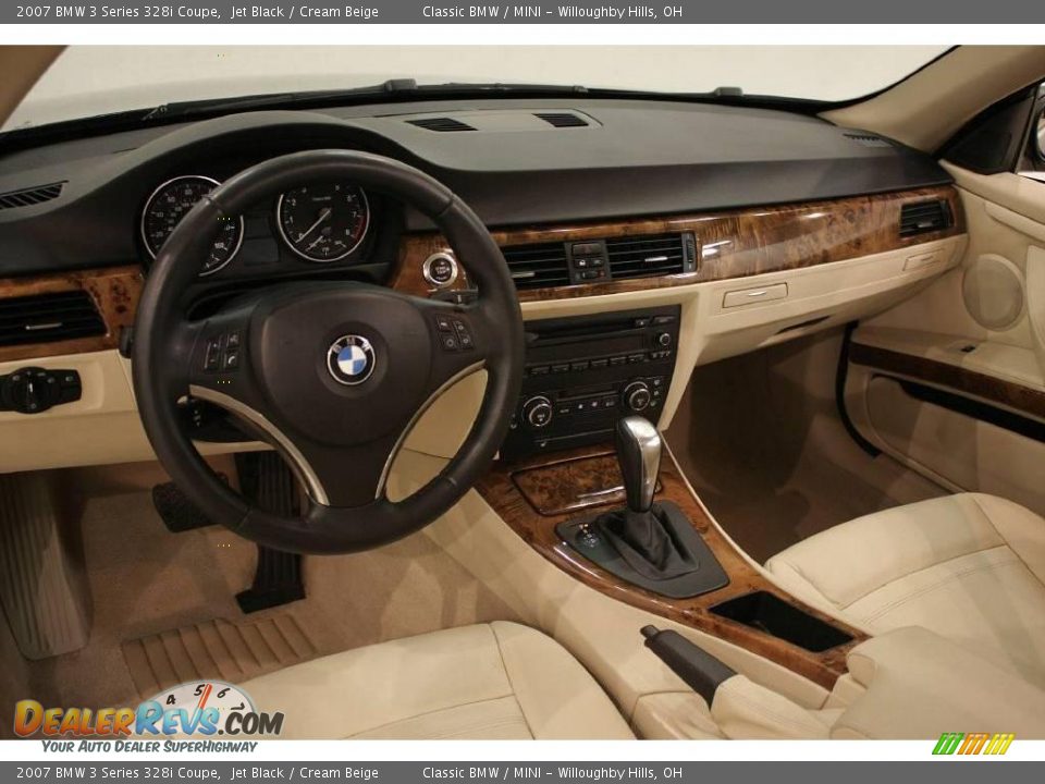 2007 BMW 3 Series 328i Coupe Jet Black / Cream Beige Photo #11