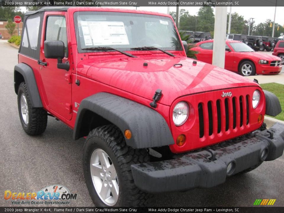2009 Jeep Wrangler X 4x4 Flame Red / Dark Slate Gray/Medium Slate Gray Photo #3