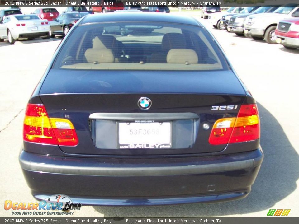 2002 BMW 3 Series 325i Sedan Orient Blue Metallic / Beige Photo #6