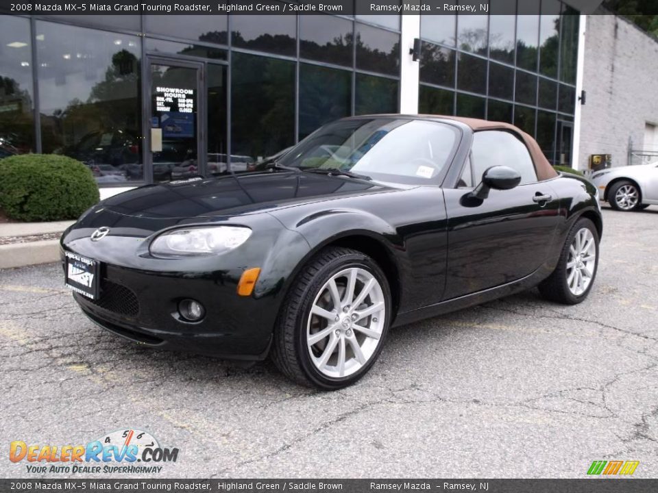 2008 Mazda MX-5 Miata Grand Touring Roadster Highland Green / Saddle Brown Photo #7