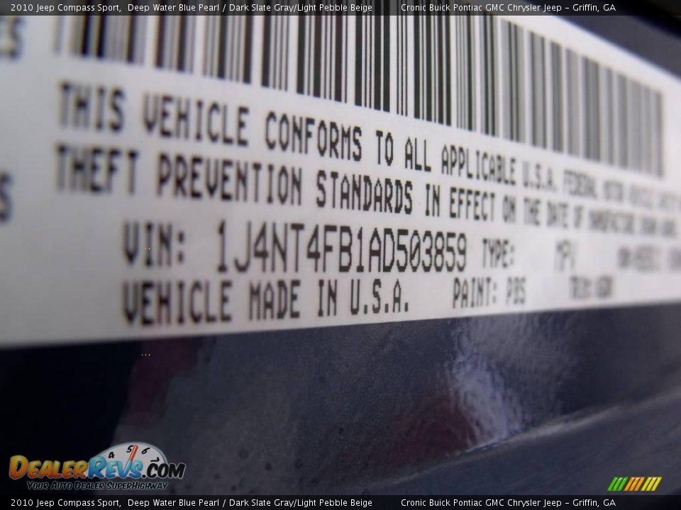 2010 Jeep Compass Sport Deep Water Blue Pearl / Dark Slate Gray/Light Pebble Beige Photo #21