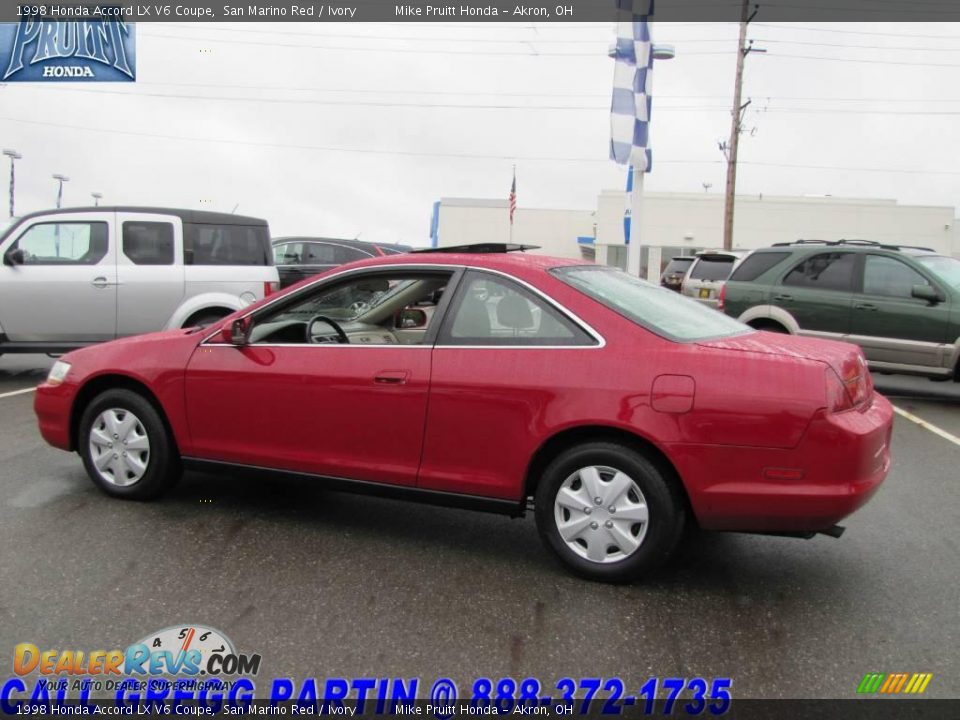 1998 Honda Accord LX V6 Coupe San Marino Red / Ivory Photo #1